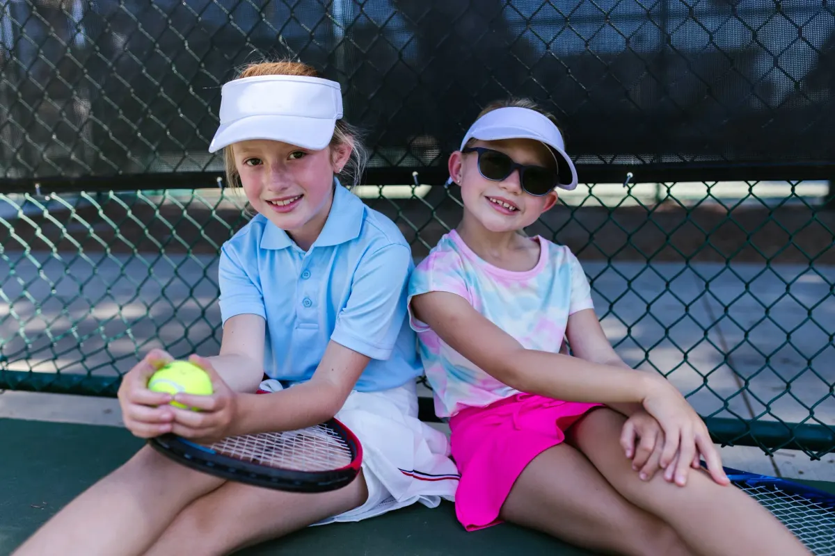 Two young players on court
